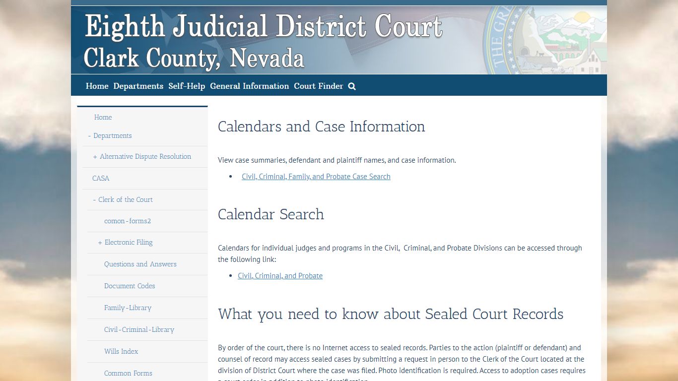 Case & Calendar Inquiry – Eighth Judicial District Court
